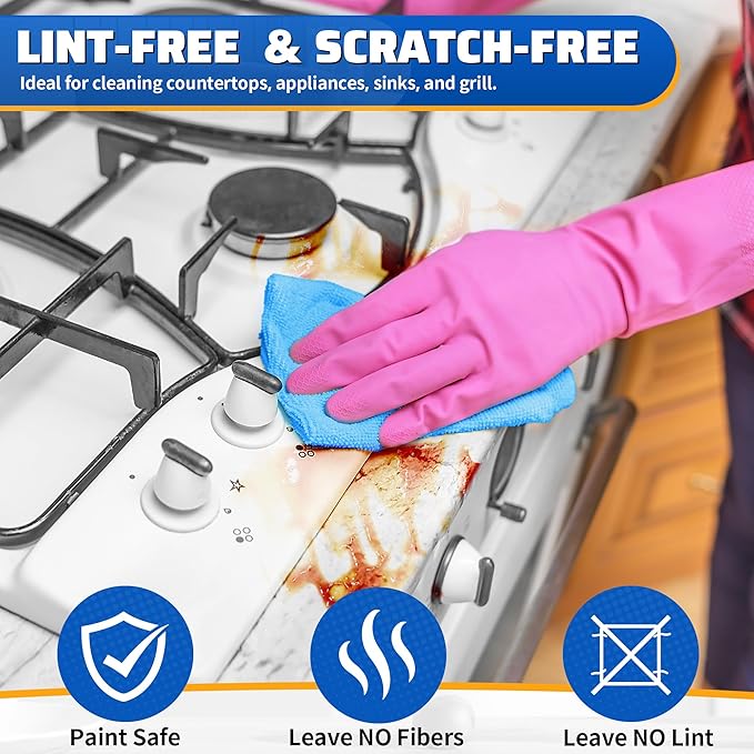 Shop Towels, 150 Pack Cleaning Rags Microfiber Towels, Bulk All-Purpose Microfiber Cleaning Cloth Lint-Free Wipe Washcloth for Commercial Garage Automotive & Housekeeping 11.5"*11.5"