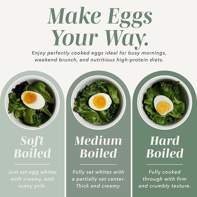 COOK WITH COLOR 6-Egg Capacity Egg Cooker – For Soft, Medium, Or Hard-Boiled Eggs, Rapid Cook Time, Auto Shut-Off & Boil-Dry Protection – Includes Tray, Measuring Cup & Lid – 210W Egg Maker, Sage
