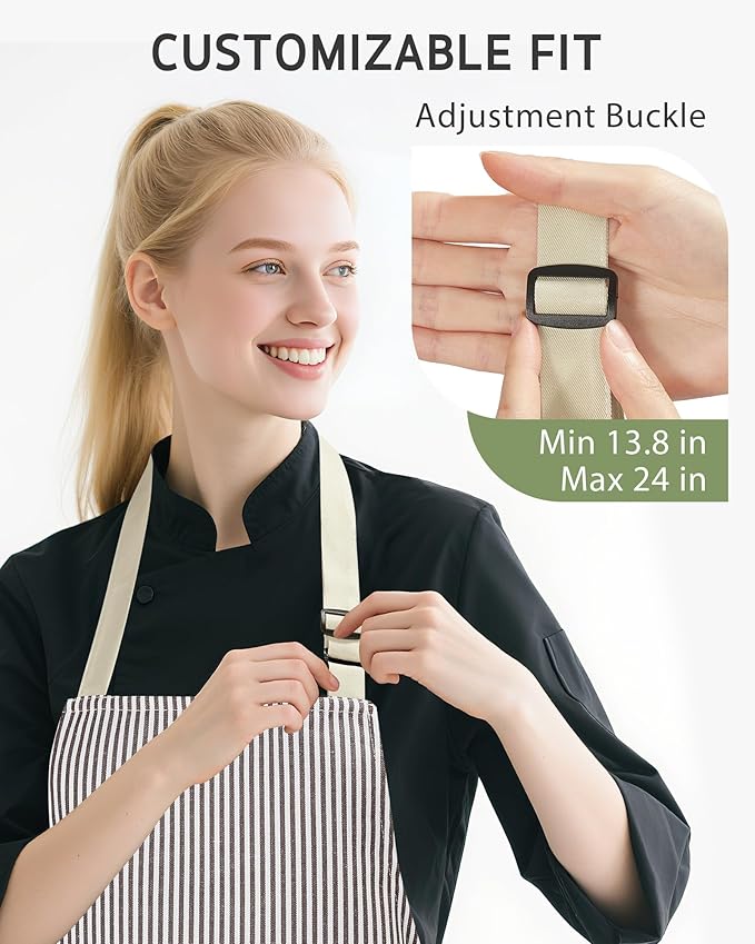 Syntus Apron for Men Women, Adjustable Cooking Kitchen Chef Aprons with 2 Pockets, Cotton/Polycotton/Polyester