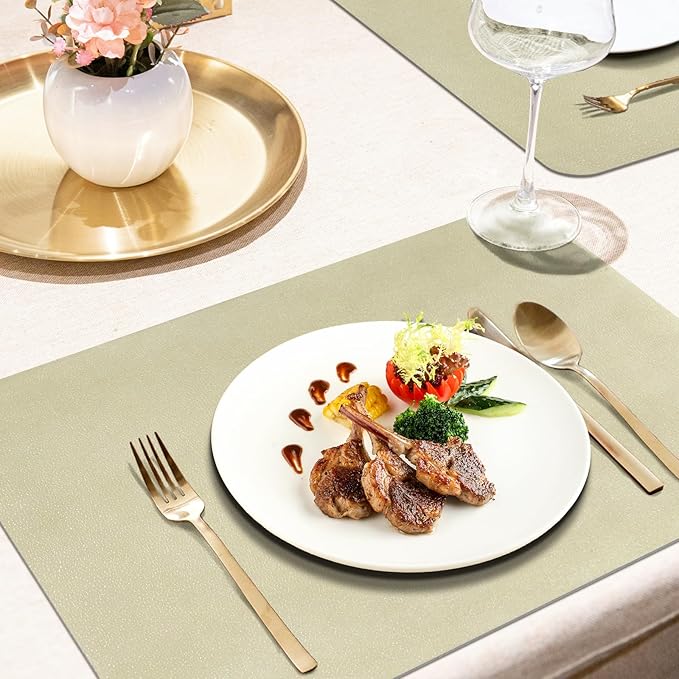 Vinyl Placemats Set of 4-12x17 Inch - Heat Resistant Washable Place Mats Waterproof Non-Slip Wipeable Table Mats for Dining Table Decor, Indoor/Outdoor Plastic Mat