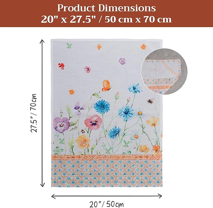 Maison d' Hermine Kitchen Towels Set of 3 100% Cotton 27.50" x 20" Reusable Cloth Tea Dish Towels Absorbent with Hanging Loop for Kitchen Gifts for Mothers Day Spring/Summer (Summer Whisper)