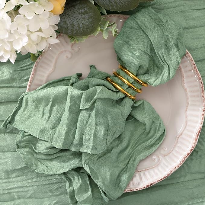 50 Pack Sage Green Spring Summer Cheesecloth Napkins Cloth Washable Cloth Napkins Set of 50 Bulk 21x21 Inches for Wedding Baby Bridal Shower Birthday Dinner Party Table Decor