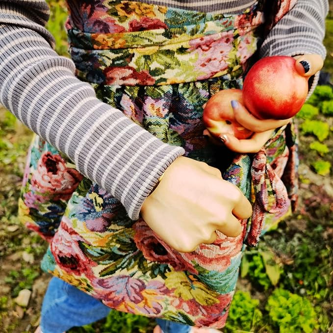 Garden Apron for Woman, Serve Apron Cute, Flora Half Apron with 8 Pockets, Valentines Gift for Mom Wife Girlfriend