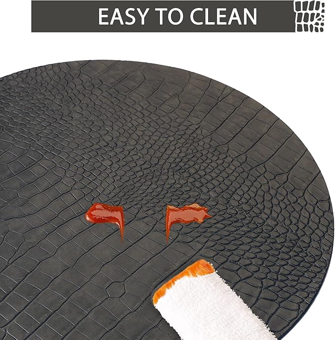 Round Leather Placemats for Round Tables Set of 8, Gray Table Place Mats and Coasters, Washable Easy to Care for Indoor Decor 13" Diameter