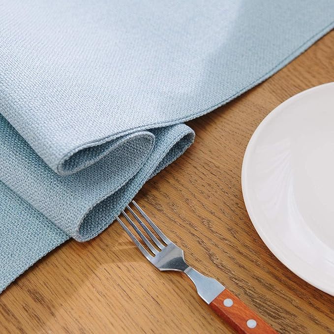 4 Piece Round Placemat 15 Inch Soft Linen eco-Friendly Fabric Handcrafted Machine Washable Indoor & Outdoor Tablemat Light Blue