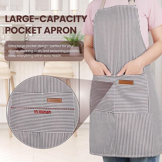 Serrenf 2 Pack Apron, Cooking Kitchen Aprons, Adjustable Bib Apron with 2 Pockets for Men Women Chef Apron