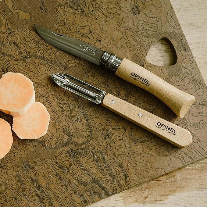 OPINEL Essential No.115 Peeler, Hornbeam Wood Handles, Made in France (Dark Green)