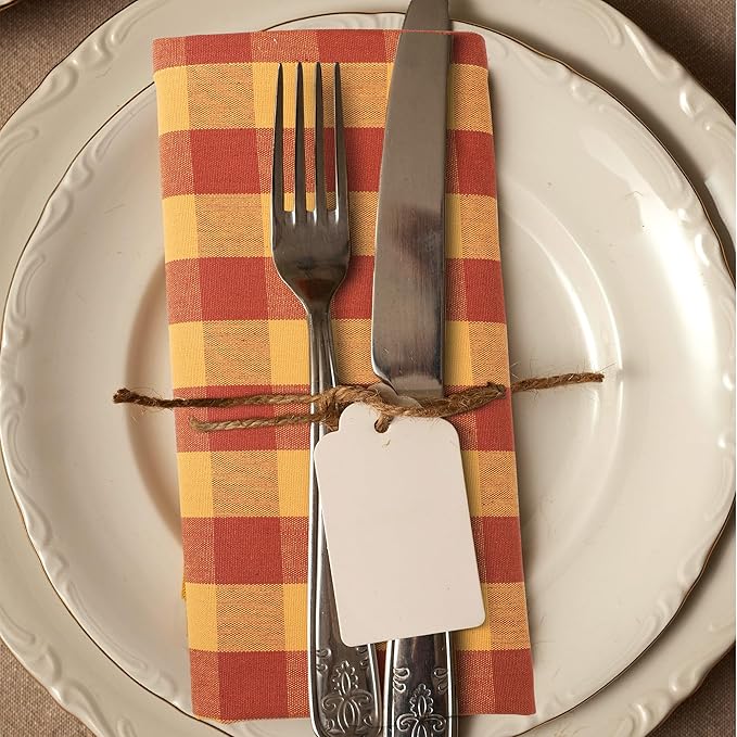 Urban Villa Cotton Dinner Napkins Set of 6, Highly Absorbent 20x20 Inches Premium Cloth Napkins Hotel Quality Reusable & Washable Table Dinner Napkins for Home & Weddings - Brick/Gold