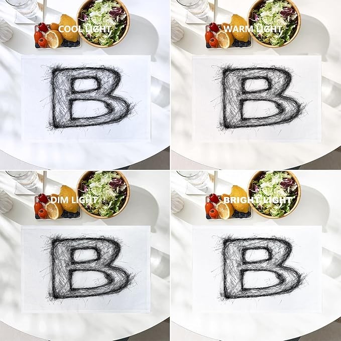 Batmerry Abstract Art Doodle Placemats, Free Form Drawing Ink Washable Linen Table Mats for Kitchen Table Double Insulation Decor Dining Set Indoor Outdoor 12X18 in Set of 4