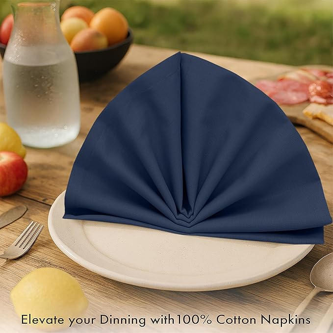 Ruvanti Cloth Napkins Set of 12, 100% Cotton High GSM 18x18 Inches Soft, Washable, Highly Durable & Absorbent, Perfect for Parties, Christmas, Thanksgiving Dinners – Pageant Blue