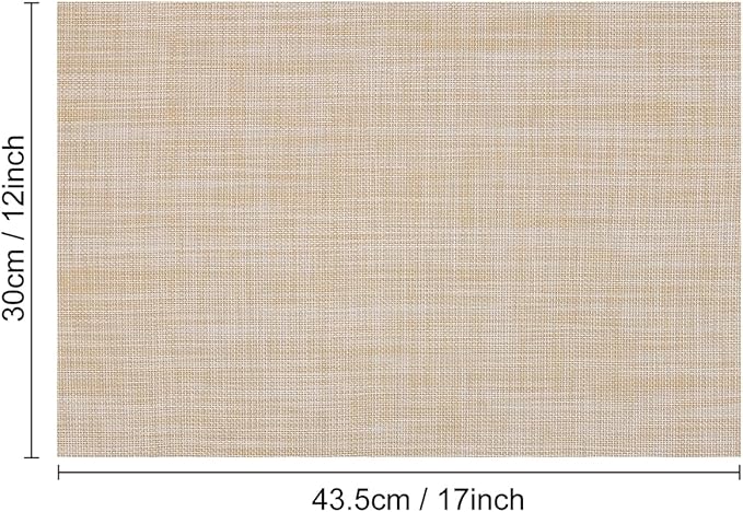 Myir JUN Placemats Set of 8, Vinyl Woven Placemats Place Mats Indoor Set of 8 Washable Table Mats Non-Slip Place mats for Dining Table (A-Beige, Set of 8)