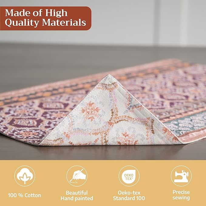 Maison d' Hermine Placemats Set of 4 100% Cotton Washable Cloth Place Mats, Reusable Table Mats for Thanksgiving Christmas Decorations Kitchen Dining Party Wedding Restaurant (Fair Isle, 13" x 19")