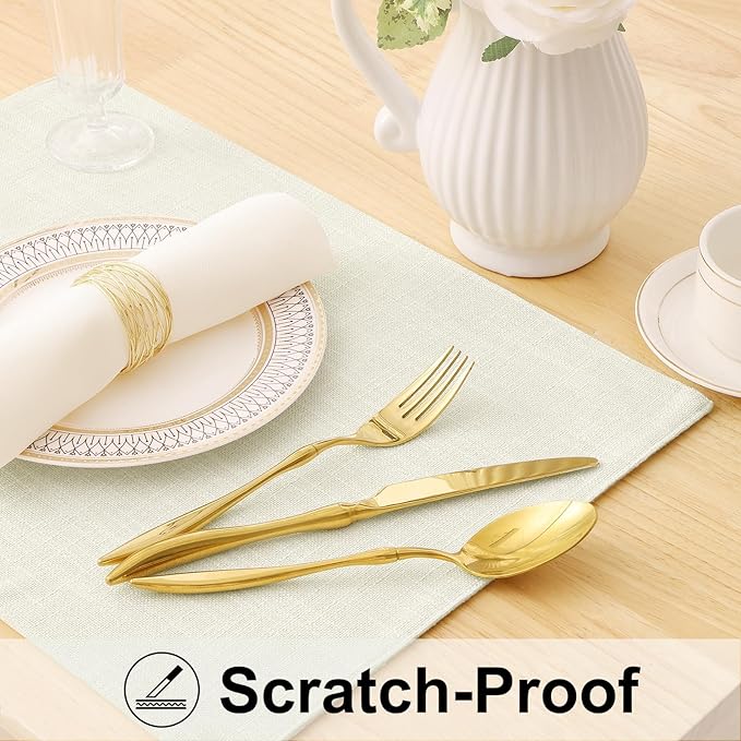 homing Cotton Linen Placemats Set of 8, Cloth Washable Farmhouse Dining Table Mats for Indoors & Outdoors, Easy to Clean, Cream, 13 x 19 Inch