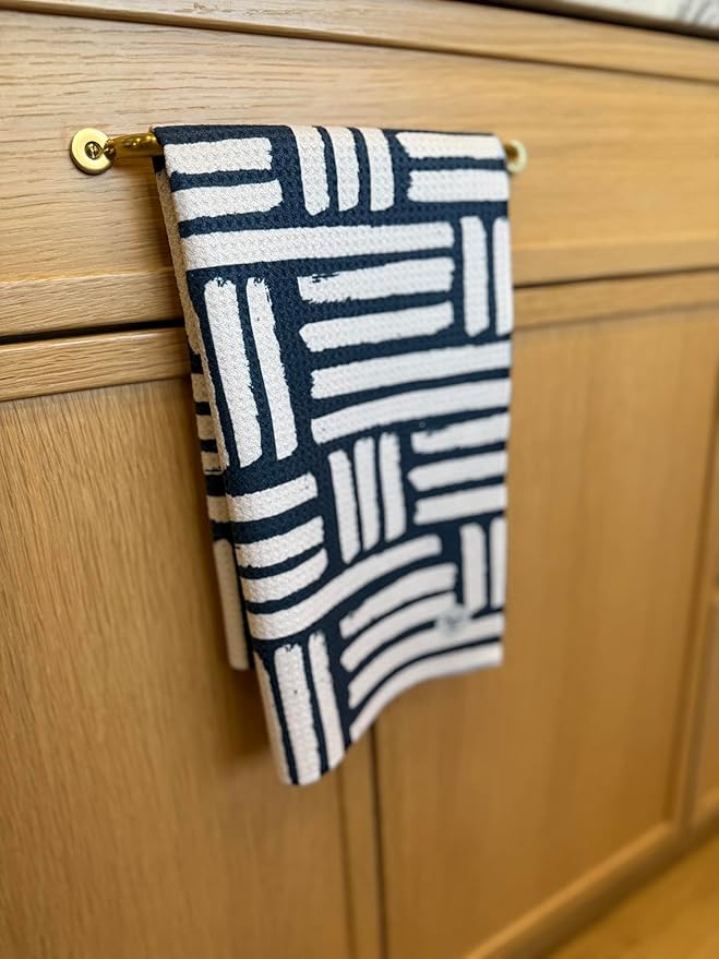 || 3 Pack|| Kitchen Towels || Dish Towels || Tea Towels || Highly Absorbent || Hanging Loop || Dish Cloths || Modern || Designer Prints (Navy/tan)