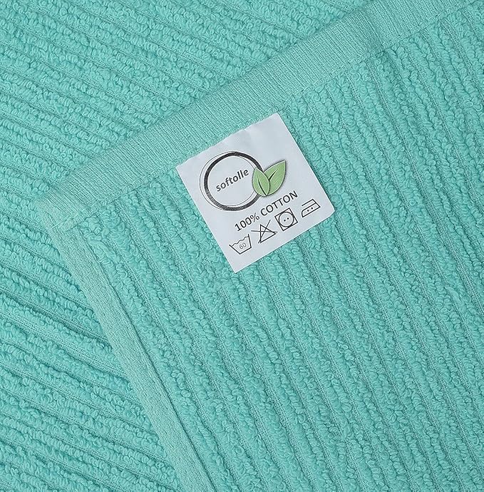 Softolle Bar Mop Towels, Pack of 12-16x19 Inches - 100% Cotton Super Absorbent Towels, Multi-Purpose for Home and Bar Cleaning (Aqua)