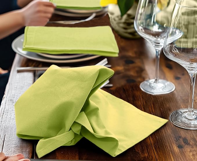 COTTON CRAFT Easter Cloth Napkins - Set of 8 Soft 100% Cotton Napkins - Reusable Lunch Brunch Dinner Napkins - St Patricks Spring Summer Table Decor - Machine Washable - 17x17 inches - Soft Pistachio