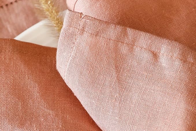 100% Pure Linen Dinner Cloth Napkins 15 x 15 Inch Dusty Pink - Set of 6 Pack European Flax Natural Fabric Washable for Home and Kitchen