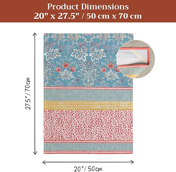 Maison d' Hermine Kitchen Towels Set of 3 100% Cotton 27.50" x 20" Reusable Cloth Tea Dish Towels Absorbent with Hanging Loop for Kitchen Gifts for Mothers Day Spring/Summer (Marquise)
