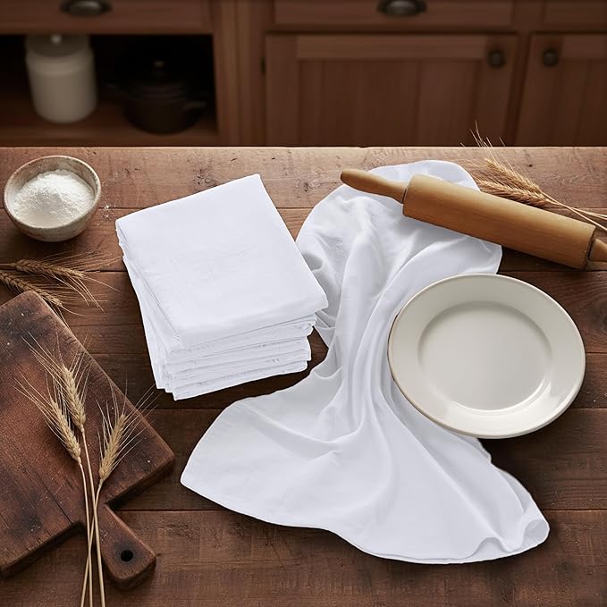 Utopia Kitchen White Flour Sack Towels [6 Pack - 28 x 28 Inch] 100% Cotton Tea Towels for Cleaning & Drying - Highly Absorbent Kitchen Dish Cloth