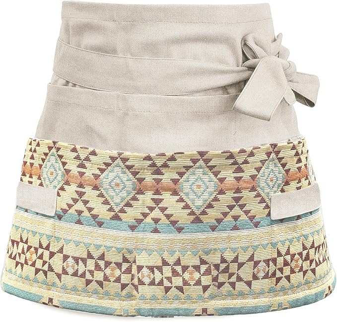 Garden Apron for Woman, Serve Apron Cute, Flora Half Apron with 8 Pockets, Valentines Gift for Mom Wife Girlfriend