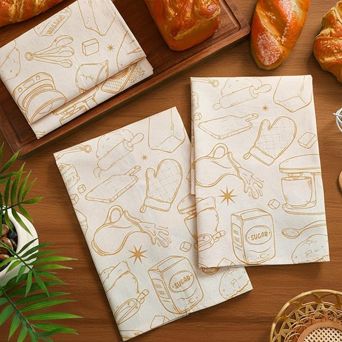 Peryiter 4 Pcs Linen Tea Towels for Baking Sourdough 14x18 Inches Reusable Thick Bread Towels Linen Sourdough Cloth for Bread Baking Dough Leavening Cloth for Women Chef Bake Lover for Dough Baguettes