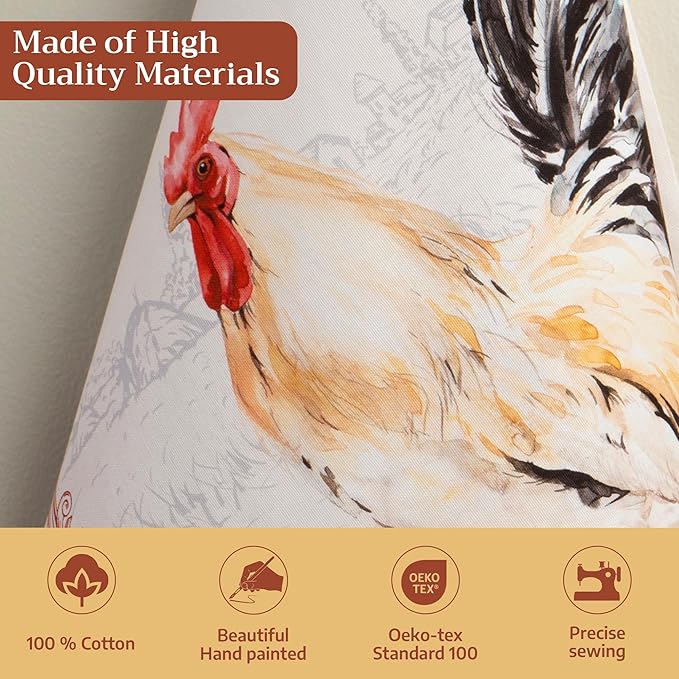 100% Cotton Kitchen Towel Campagne Maison d' Hermine Set of 2 Super Soft Highly Absorbent Hotel Quality Quick Drying Cleaning Dishcloth Tea Bar Towels Spring/Summer (Coq, 20"x27.50")