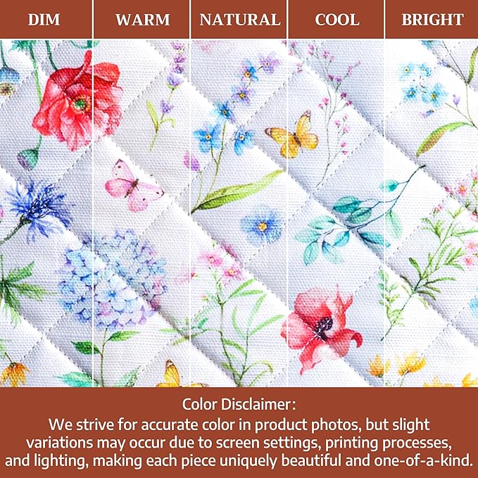 Maison d' Hermine Pot Holders 100% Cotton Heat Resistant Potholders 8" x 8" Hot Pads with Loop BBQ Cooking Baking Gifts for Mothers Day Handling Hot Pans Spring/Summer (Pack of 1, Just Floral)