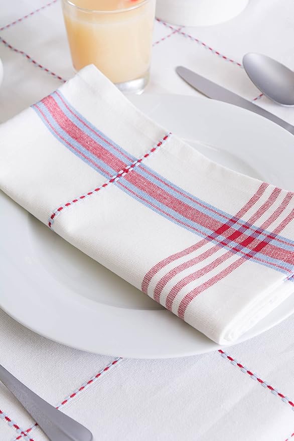 DII Cotton Plaid Napkin Set Machine Washable, 20x20, Coopeville, 6 Count