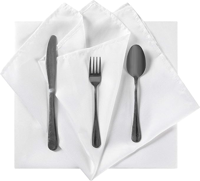 Cloth Napkins 17x17 inch Washable Polyester Dinner Napkins Soft Table Napkins for Wedding Party Dining Banquet(White,50PCS)