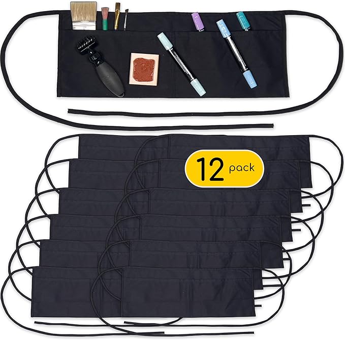 LABELPLASH 2 Pocket Canvas Work Waist Nail Apron Belt Washable Tool Utility Gardening Woodworkers Roofers Artists & Crafts