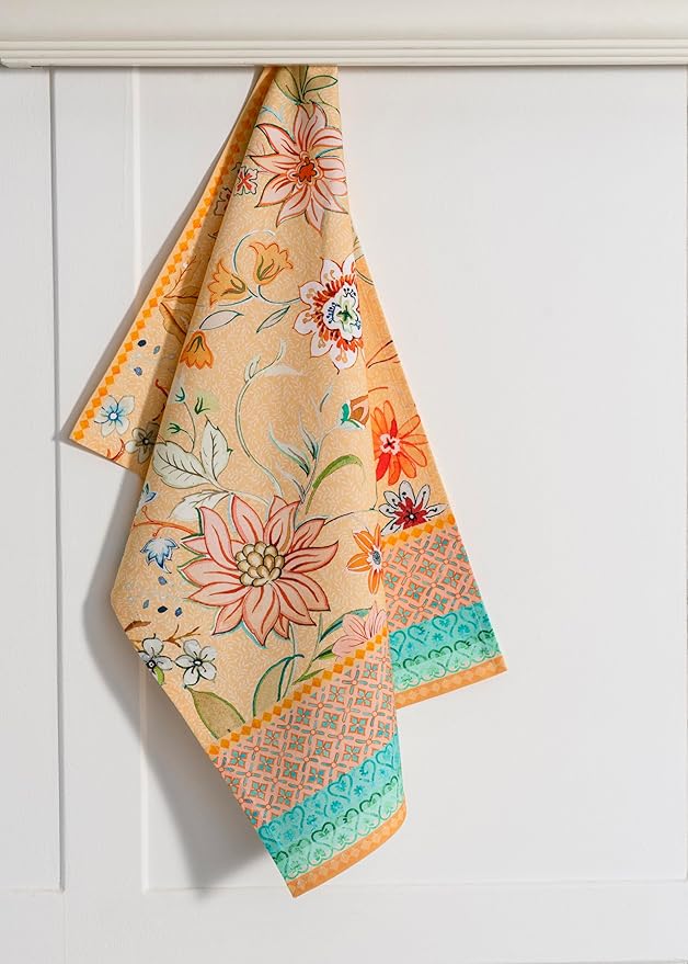 Maison d' Hermine Kitchen Towels Set of 3 100% Cotton 27.50" x 20" Reusable Cloth Tea Dish Towels Absorbent with Hanging Loop for Kitchen Gifts for Mothers Day Spring/Summer (Luxury Loft - Peach)