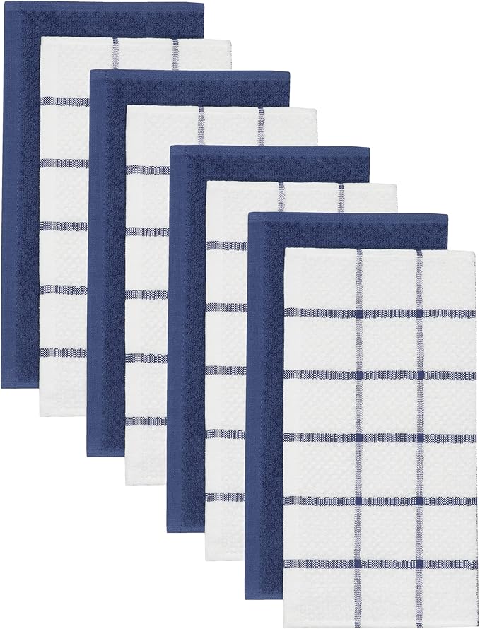 Cleaning Rags Cleaning Cloths for Cleaning House, Cotton Dish Cloths Dish Rags for Washing Dishes, Set of 8, Light and Soft Terry Kitchen Washcloths Kitchen Rags,12 Inch x 12 Inch (Blue Set)