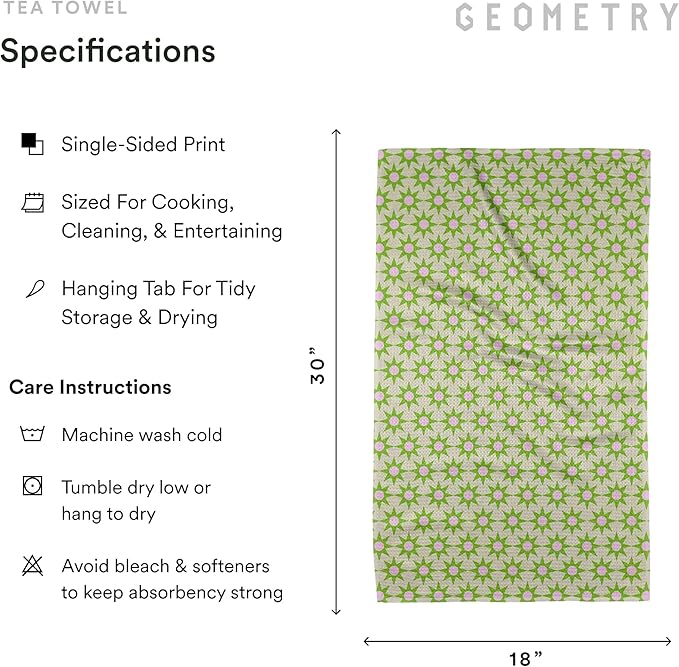 GEOMETRY Spring Kitchen Towels - Quick Dry Microfiber Cloth Spring & Summer Dish Towels for Kitchen Drying - Premium Quick Dry Towel - Sweet Green, 18" x 30" - 1-Pack