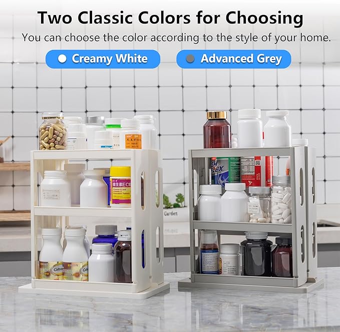 Dutiplus Medicine Organizer 3-Tier Shelves Cabinet Storage Rack Organizer for Holding Vitamins, Supplements, Cosmetics 10.82" H x 5.82" W x 10.43" D (Creamy White)