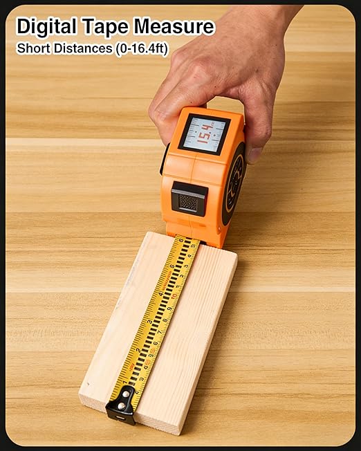 328Ft 3-in-1 Digital Laser Tape Measure Rechargeable Measuring Tool &16Ft Auto-Lock Tape Measure Movable Magnetic Hook with Area/Volume/Pythagorean, Ft/in/M/Ft+in for Construction;Woodworking;Home DIY