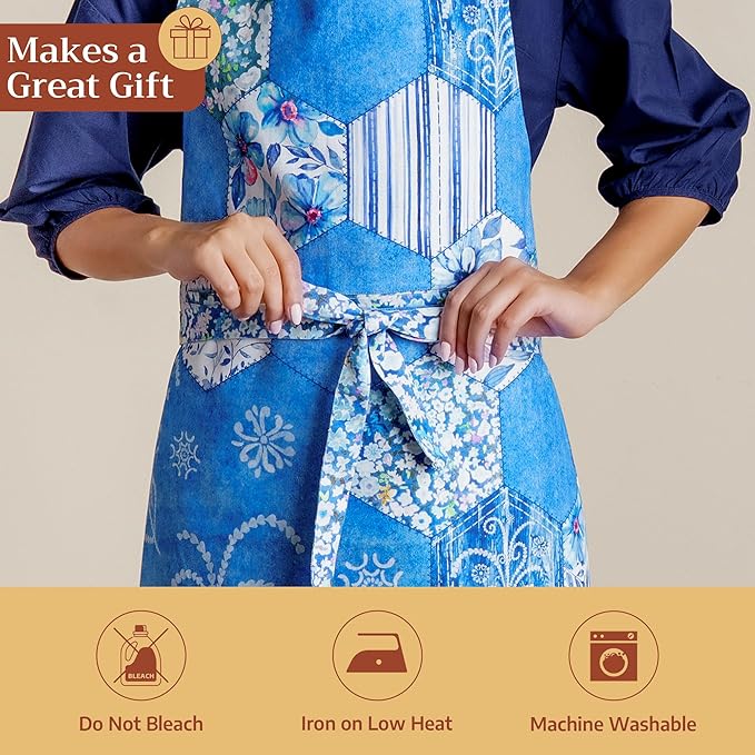 Maison d' Hermine 100% Cotton Apron for women with Pocket Kitchen Chef Apron for Men Cooking Mothers Day Gifts