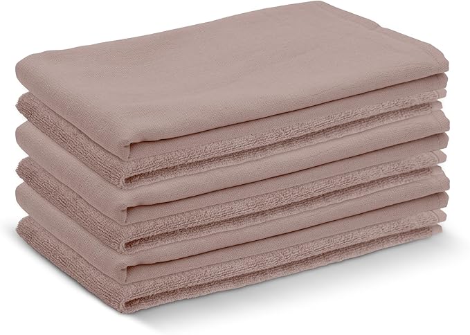 DG Collections Terry Dish Towels, 100% Cotton Kitchen Towels, Set of 6 (18x28 inch) Hand Towels - 400 GSM, Absorbent Terry Cloth Dish Towels for Kitchen, Soft Tea Towels - Pink Color