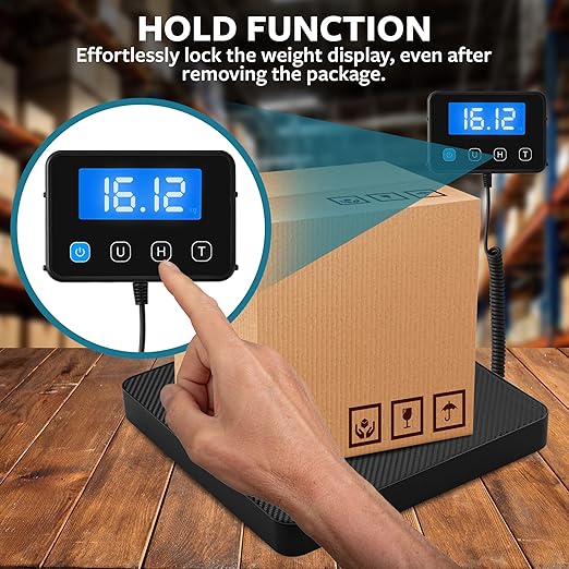 Smart Weigh Digital Postal Shipping Scale, 220 lb Capacity, 0.1 oz Readability, Hold & Tare Function, Includes Batteries & USB-C, Large LCD Display
