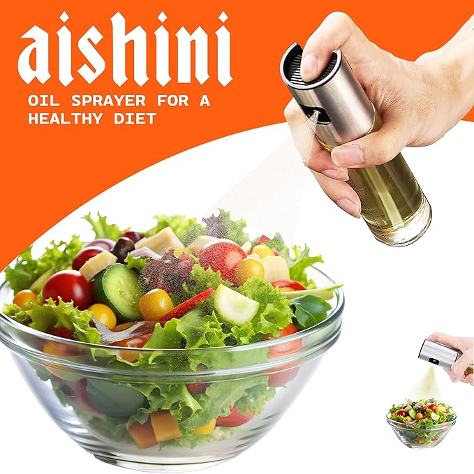 Oil Sprayer [100ml] Pack of 2, Stainless Steel Glass Bottle, Funnel + Clean Brush + Oil Brush added, Best Kitchen Gadgets for BBQ, Salad, Camping, Roasting, Air Fryer, Cooking