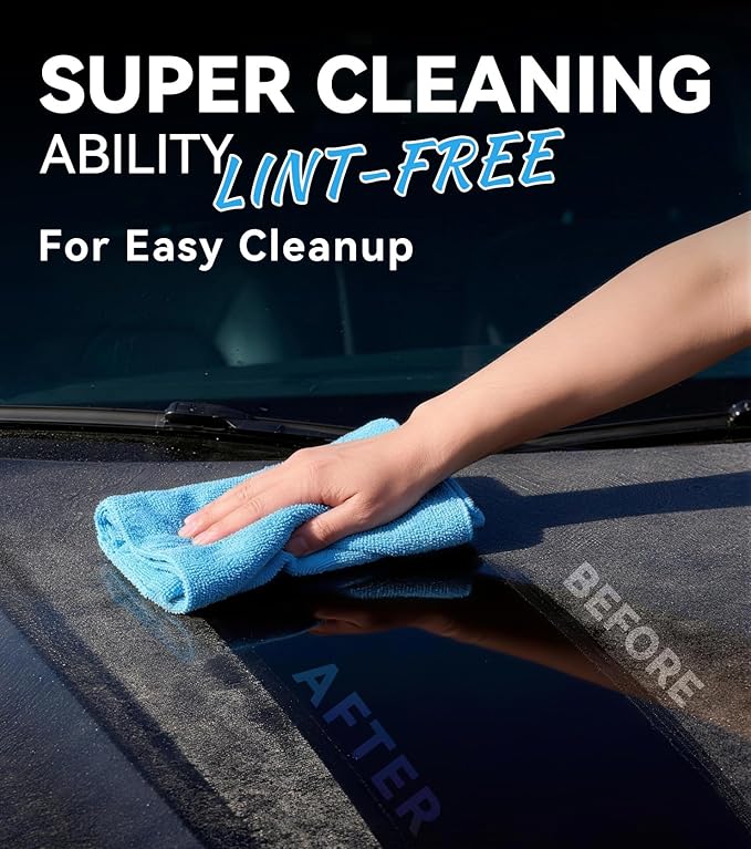 10-Pack (16"x16") 420GSM Premium Edgeless Microfiber Towels for Cars, Ultra-Soft Absorbent, Scratch-Free, Lint-Free, Professional Detailing Cloth for Home Cleaning, Trucks and More, Sky Blue
