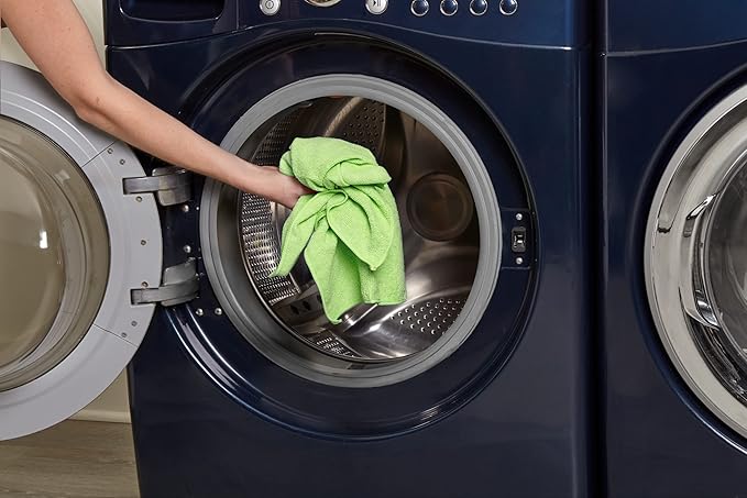 Quickie Cleaning 32-Pack Microfiber Cleaning Cloth 14"x14" inch Green All-Purpose Towel/Wiper for Multi-Purpose Indoor/Outdoor Cleaning/Dusting/Polishing on Kitchen/Bathroom/Auto Surfaces