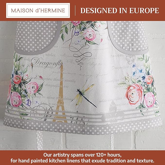 Maison d' Hermine 100% Cotton Apron for women with Pocket Kitchen Chef Apron for Men Cooking Mothers Day Gifts