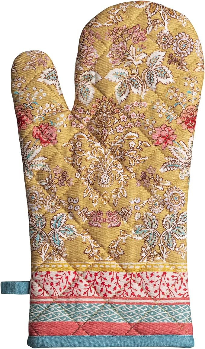 Maison d'Hermine Oven Gloves 100% Cotton Oven Mitt 7" x 13" with Loop Heat Resistant BBQ Cooking Gloves Baking Grilling Gifts for Mothers Day Spring/Summer (Pack of 1, Marquise)