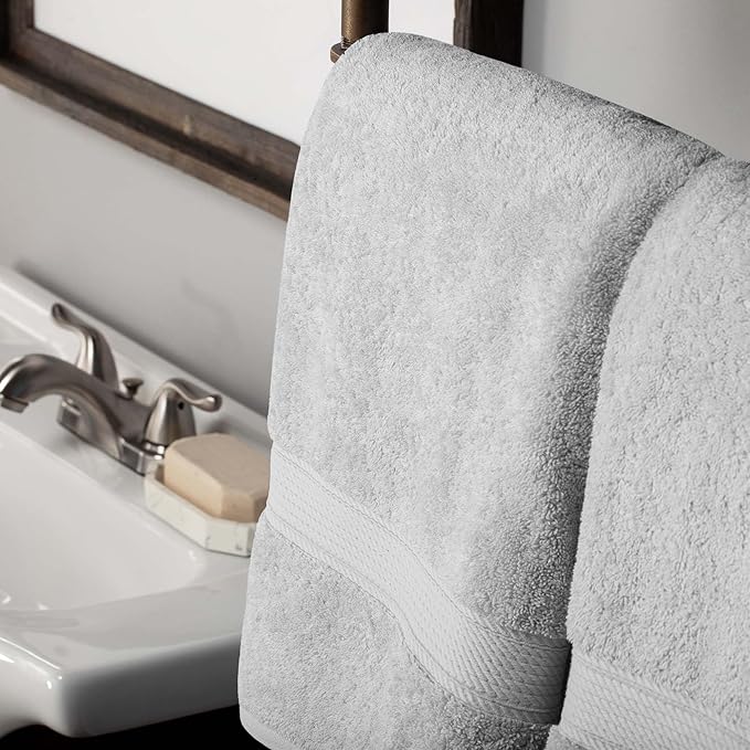 Superior Egyptian Cotton Pile 10 Piece Towel Set, Includes 2 Bath, 4 Hand, 4 Face Towels/ Washcloths, Ultra Soft Luxury Towels, Thick Plush Essentials, Guest Bath, Spa, Hotel Bathroom, Silver