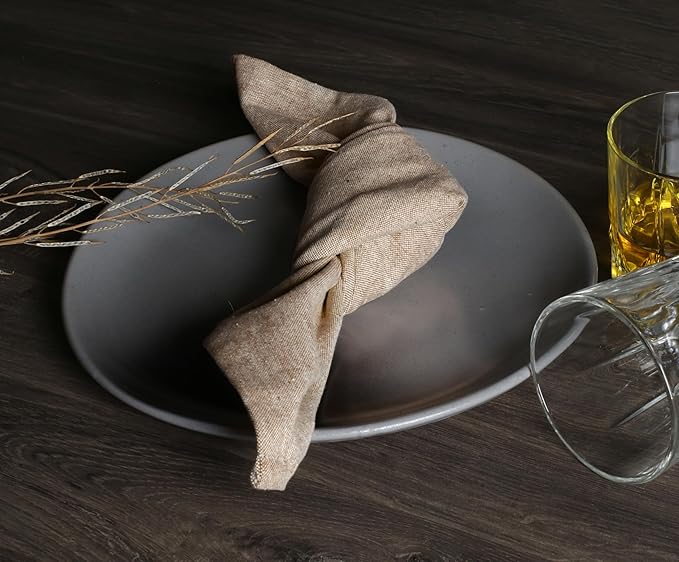 Native Fab Chambray Cloth Napkin Set of 4, 100% Cotton, Washable, Reusable Dinner Cloth Napkin 17x17 inches, Table Decor Napkins for Dinner, Events, Brown