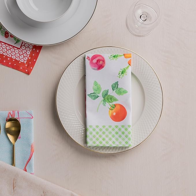 Maison d' Hermine Cloth Napkins Set of 4 100% Cotton Everyday Reusable Square Napkins Cloth Washable Dinner Party Wedding Restaurant Gifts for Mothers Day Spring/Summer(Farmers Garden, 18" x 18")