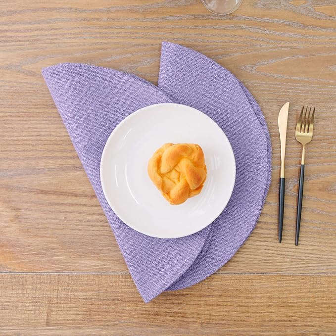 Set of 4 Round Placemat 15 Inch Soft Linen eco-Friendly Fabric Handcrafted Machine Washable Indoor & Outdoor Tablemat Lilac