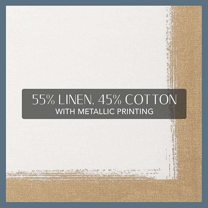 Villeroy & Boch Metallic Brushstroke Modern Linen Blend Placemat Set, 14 Inches x 20 Inches, Set of 4, Ivory and Gold