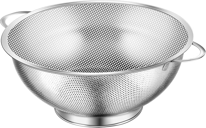 Kaishun Colander Stainless Steel 5-Quart, Strainer for Kitchen Food, Dishwasher Safe