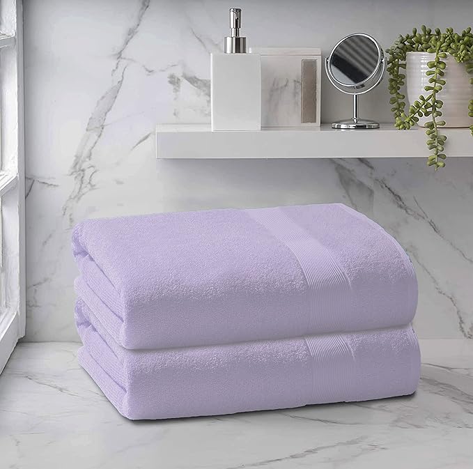 Belizzi Home Premium Cotton Oversized 2 Pack Bath Sheet 35x70-100% Pure Cotton - Ideal for Everyday use - Ultra Soft & Highly Absorbent - Machine Washable - Purple